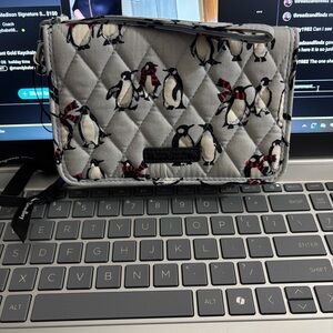 Vera Bradley Gray Brush Quilted 3-in-1 Convertible Crossbody- Playful Penguin